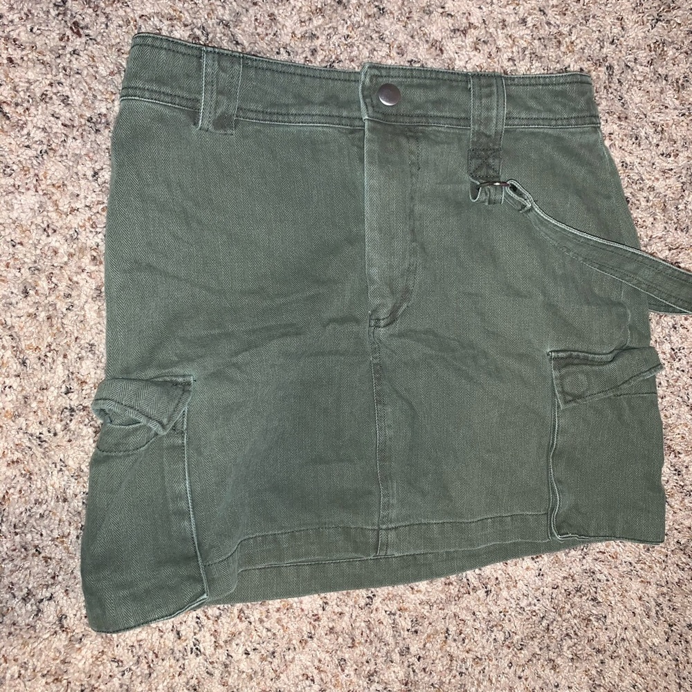 Army green mini skirt
